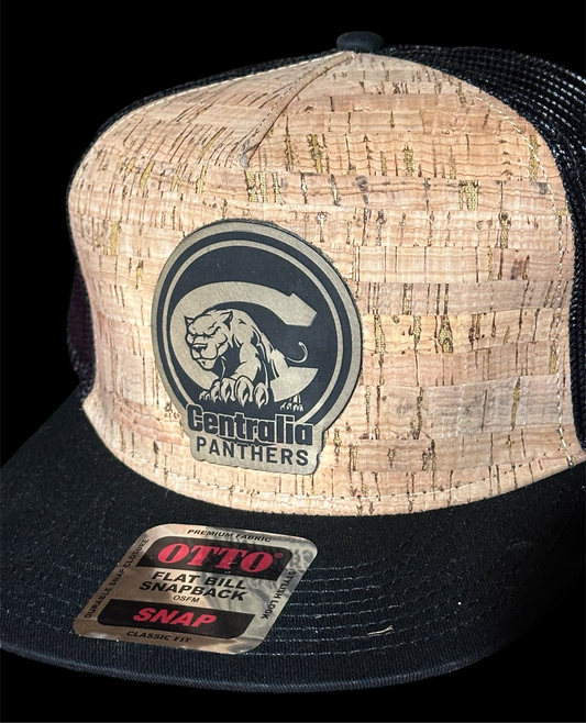 Centralia panthers laser engraved patch cork flat billed hat