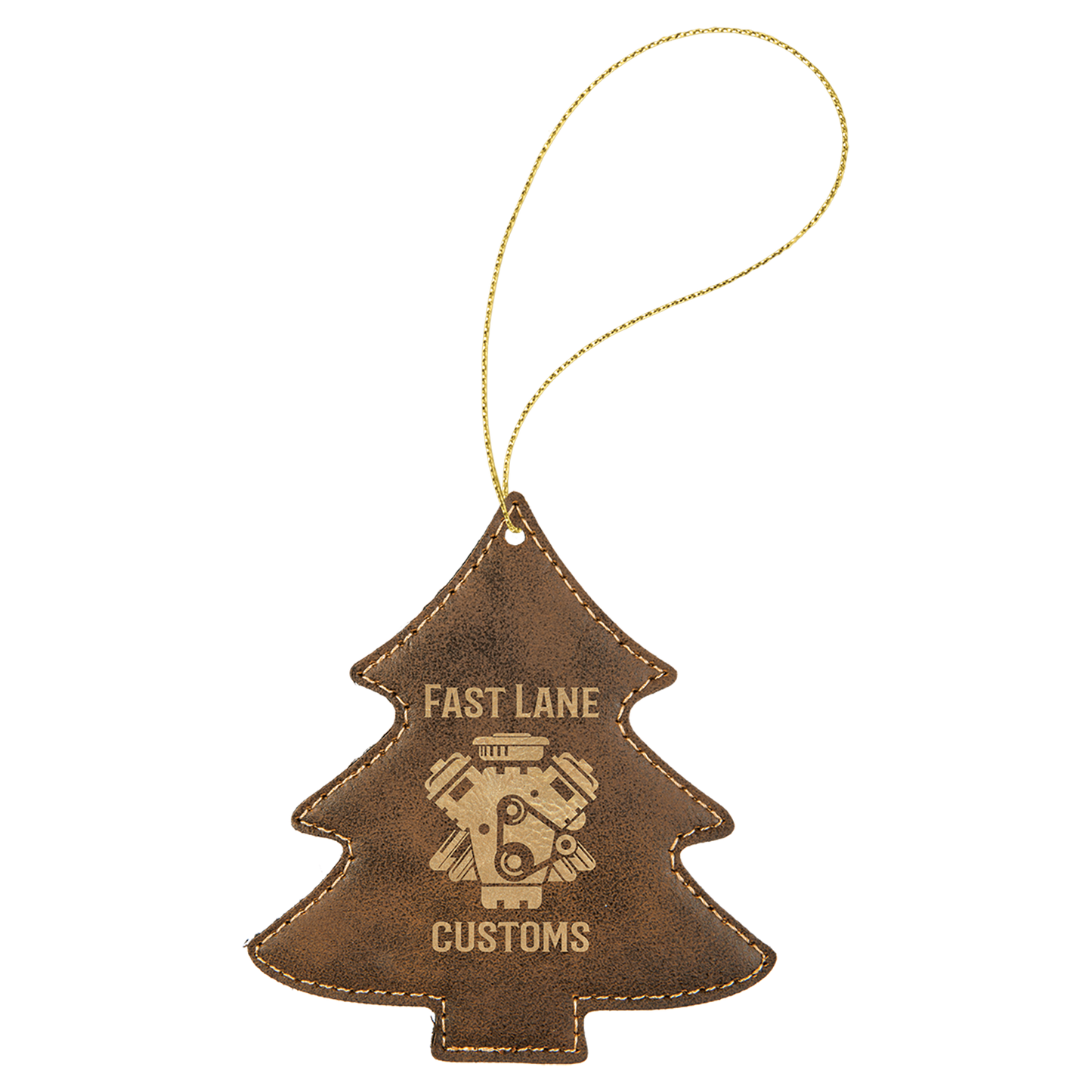 Leatherette Tree Ornament with String